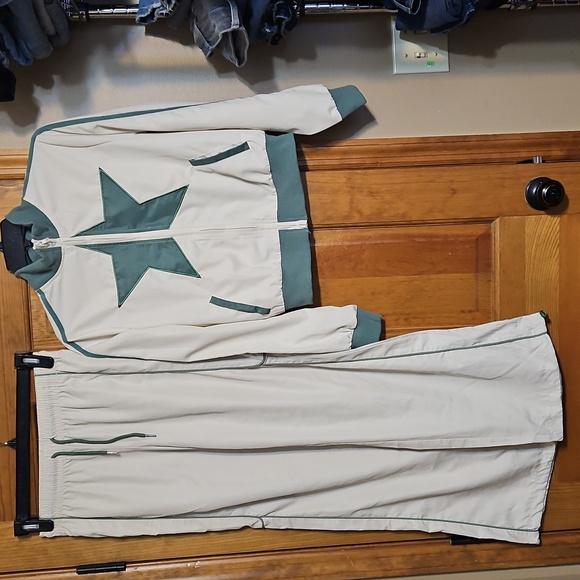 NWT edikted Superstar Off White And Green Flared Baggy Tracksuit - Picture 3 of 16